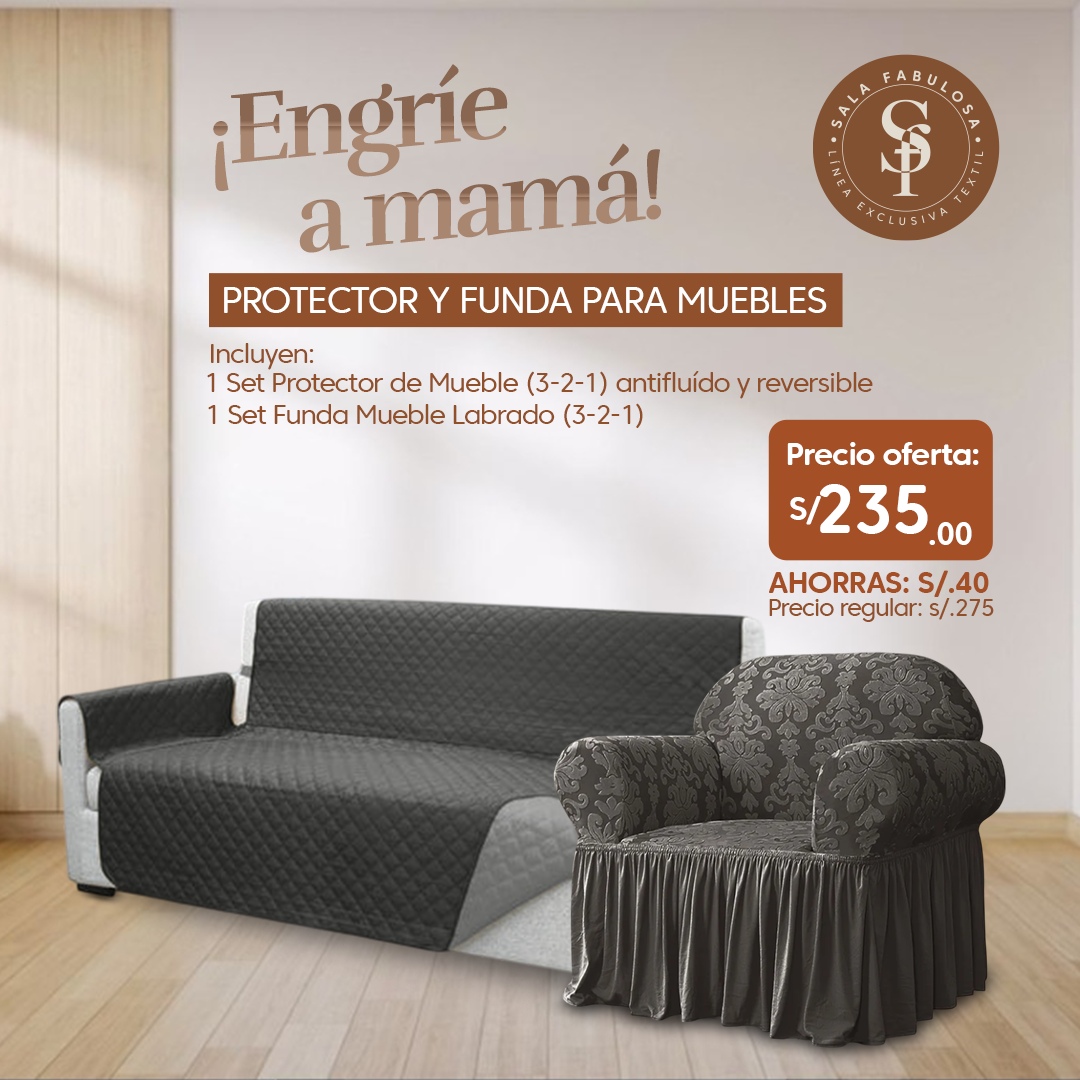 Promo Engríe a mamá: Protector+funda labrada en 3-2-1
