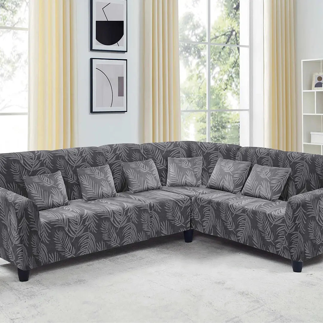 Funda de mueble modular 4 pzs terciopelo labrado con 6 fundas de cojines