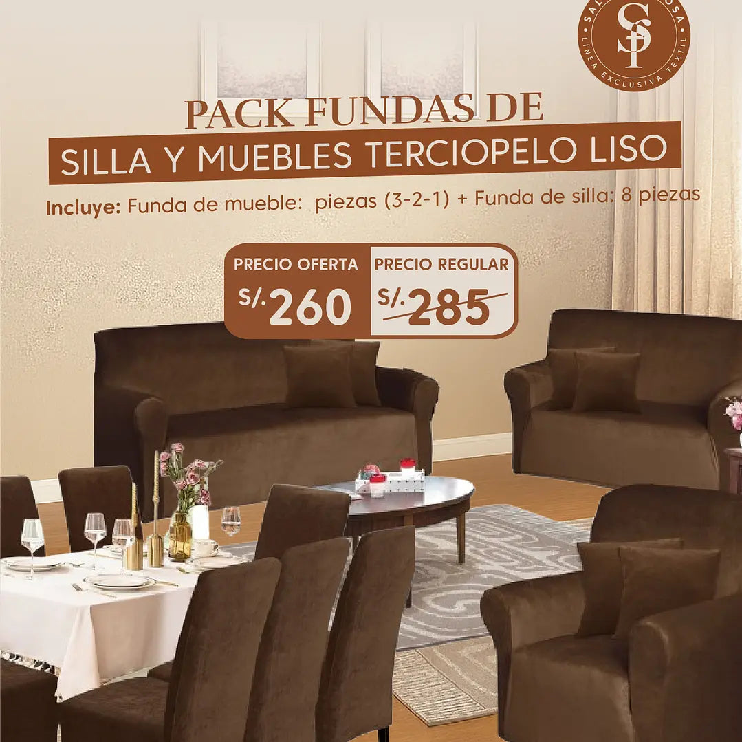 PACK TERCIOPELO LISO - Funda de mueble con silla