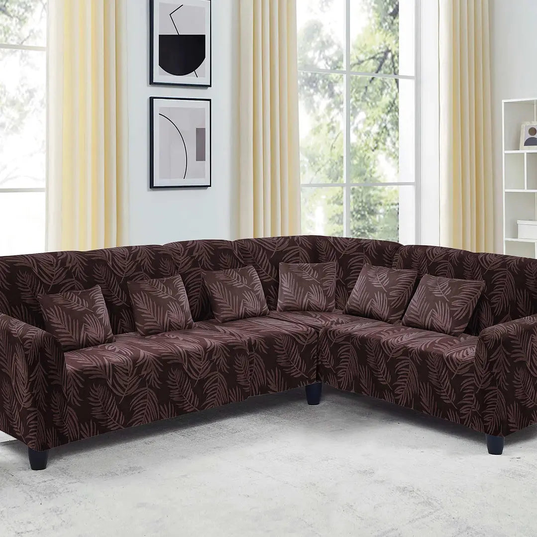 Funda de mueble modular 4 pzs terciopelo labrado con 6 fundas de cojines