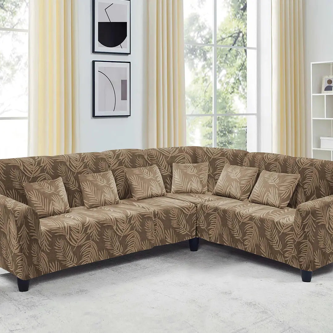 Funda de mueble modular 4 pzs terciopelo labrado con 6 fundas de cojines