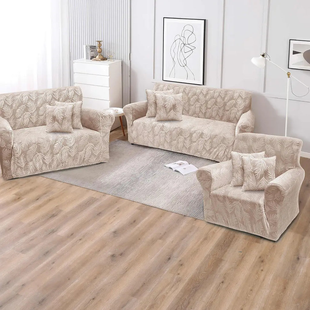 Funda de mueble terciopelo labrado 3-2-1 con 6 fundas de cojines