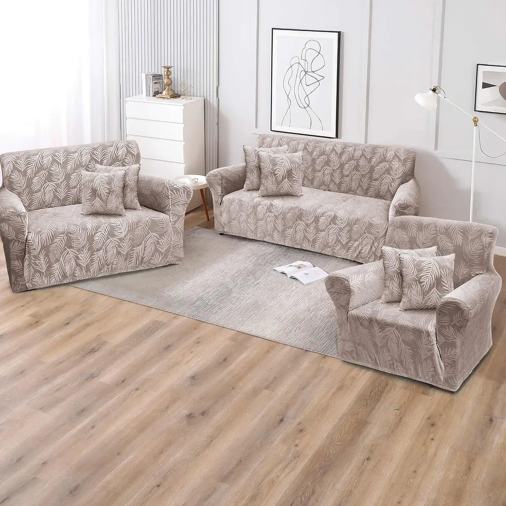 Funda de mueble terciopelo labrado 3-2-1 con 6 fundas de cojines