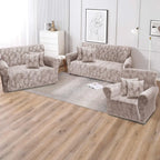 Funda de mueble terciopelo labrado 3-2-1 con 6 fundas de cojines