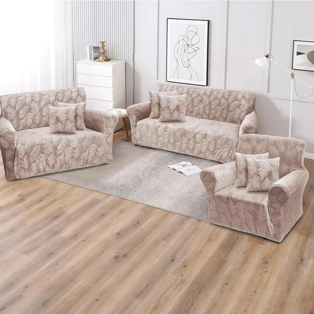 Funda de mueble terciopelo labrado 3-2-1 con 6 fundas de cojines