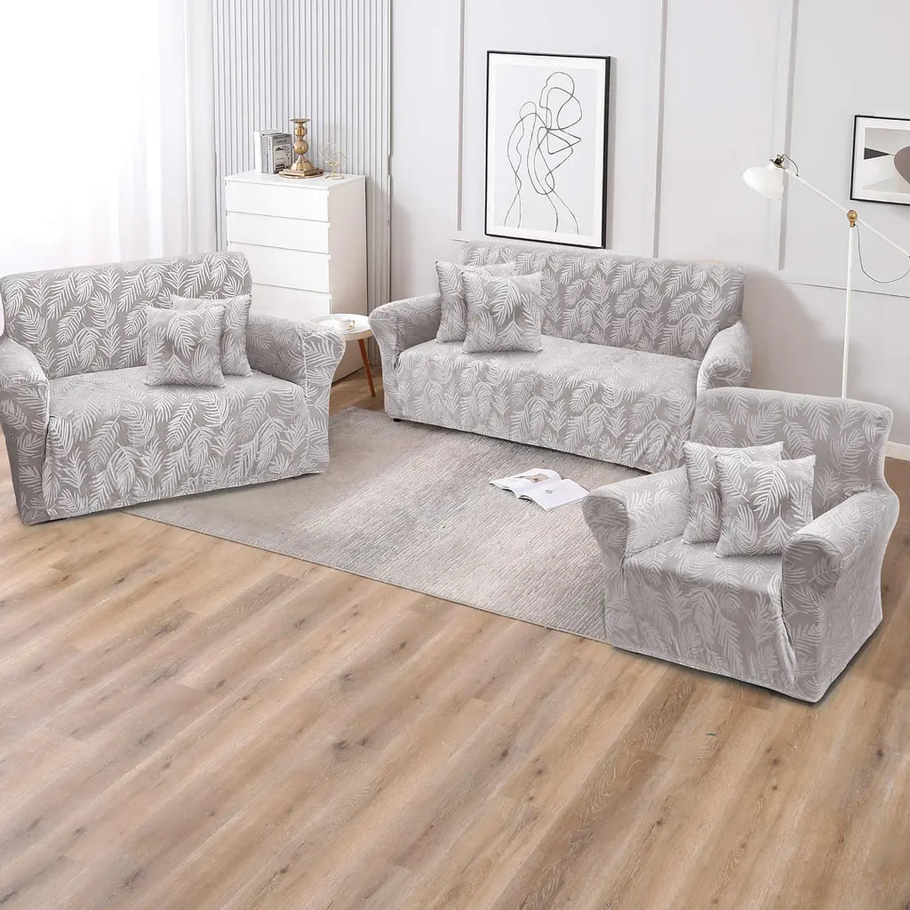 Funda de mueble terciopelo labrado 3-2-1 con 6 fundas de cojines