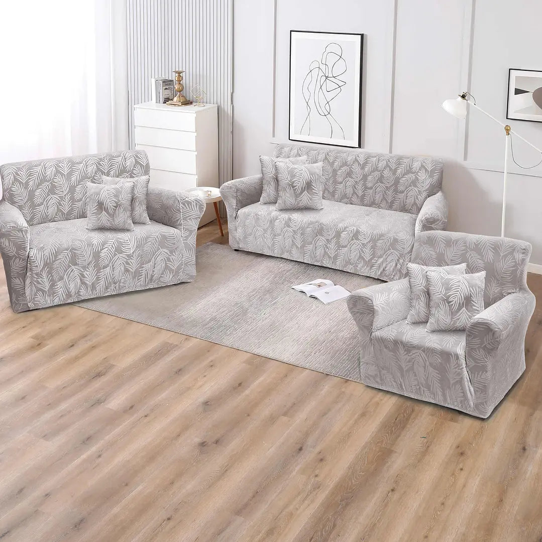 Funda de mueble terciopelo labrado 3-2-1 con 6 fundas de cojines