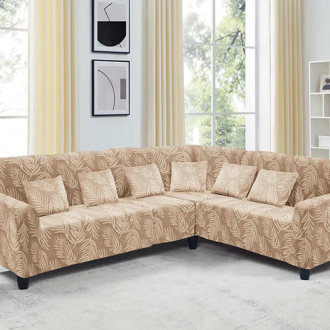 Funda de mueble modular 4 pzs terciopelo labrado con 6 fundas de cojines