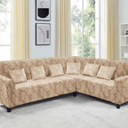 Funda de mueble modular 4 pzs terciopelo labrado con 6 fundas de cojines