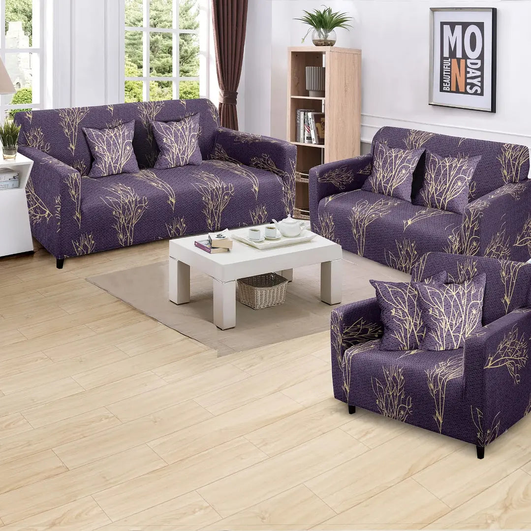 Funda de mueble 3-2-1 Terciopelo printed con 6 fundas de cojines