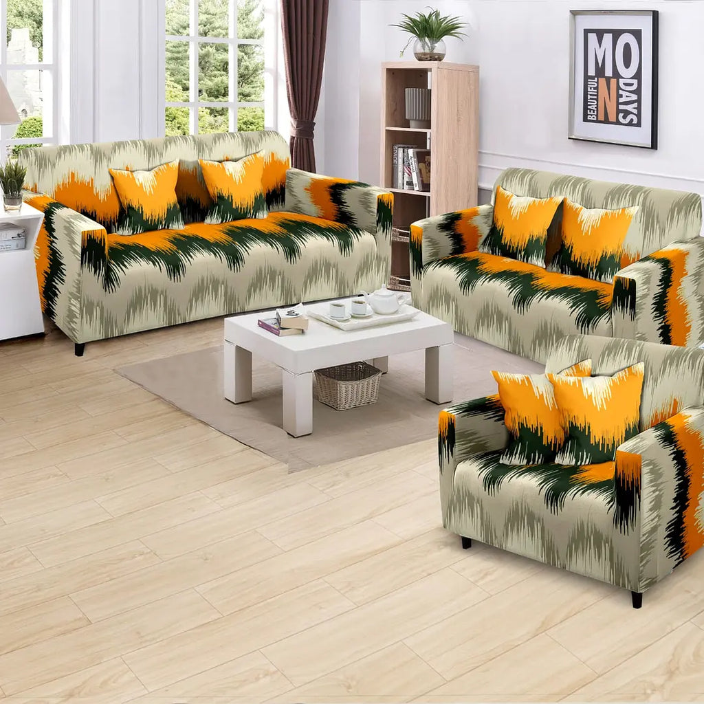 Funda de mueble 3-2-1 Terciopelo printed con 6 fundas de cojines