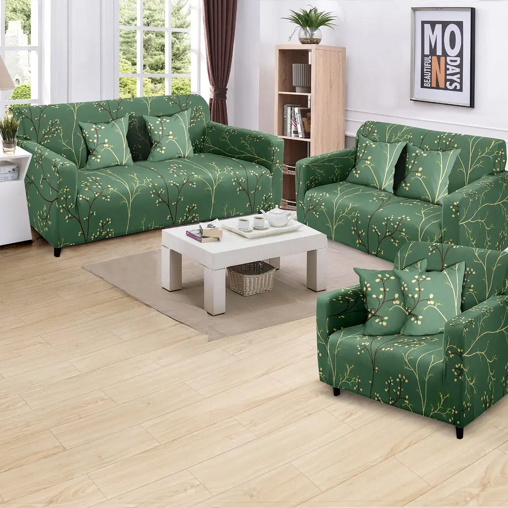 Funda de mueble 3-2-1 Terciopelo printed con 6 fundas de cojines