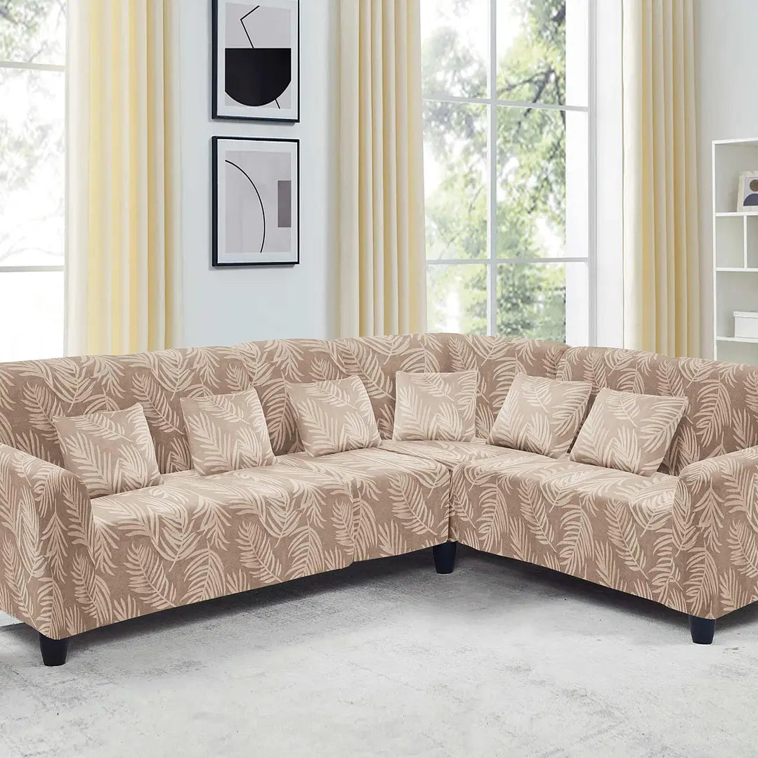 Funda de mueble modular 4 pzs terciopelo labrado con 6 fundas de cojines