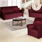 Funda de mueble 3-2-1 en terciopelo liso con 6 fundas de cojines