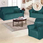 Funda de mueble 3-2-1 en terciopelo liso con 6 fundas de cojines