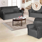 Funda de mueble 3-2-1 en terciopelo liso con 6 fundas de cojines