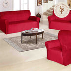 Funda de mueble 3-2-1 en terciopelo liso con 6 fundas de cojines