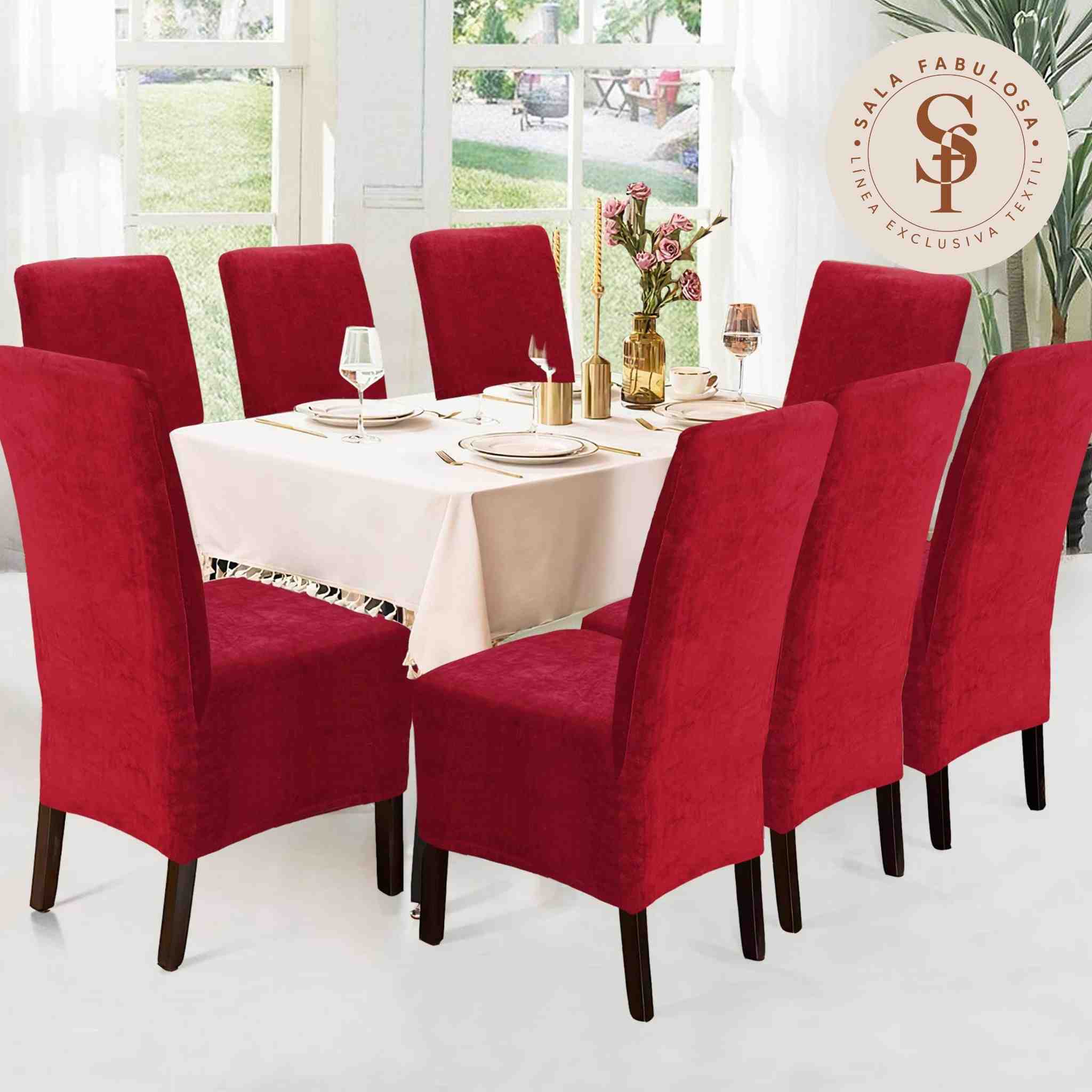 Funda de silla x8pzs en terciopelo liso