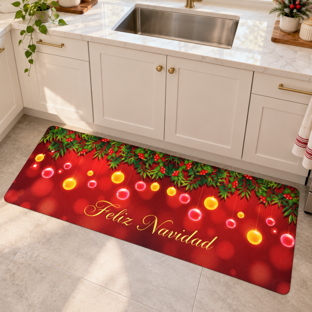 Set de Pisos de Cocina Navideños Antideslizantes 2 Piezas