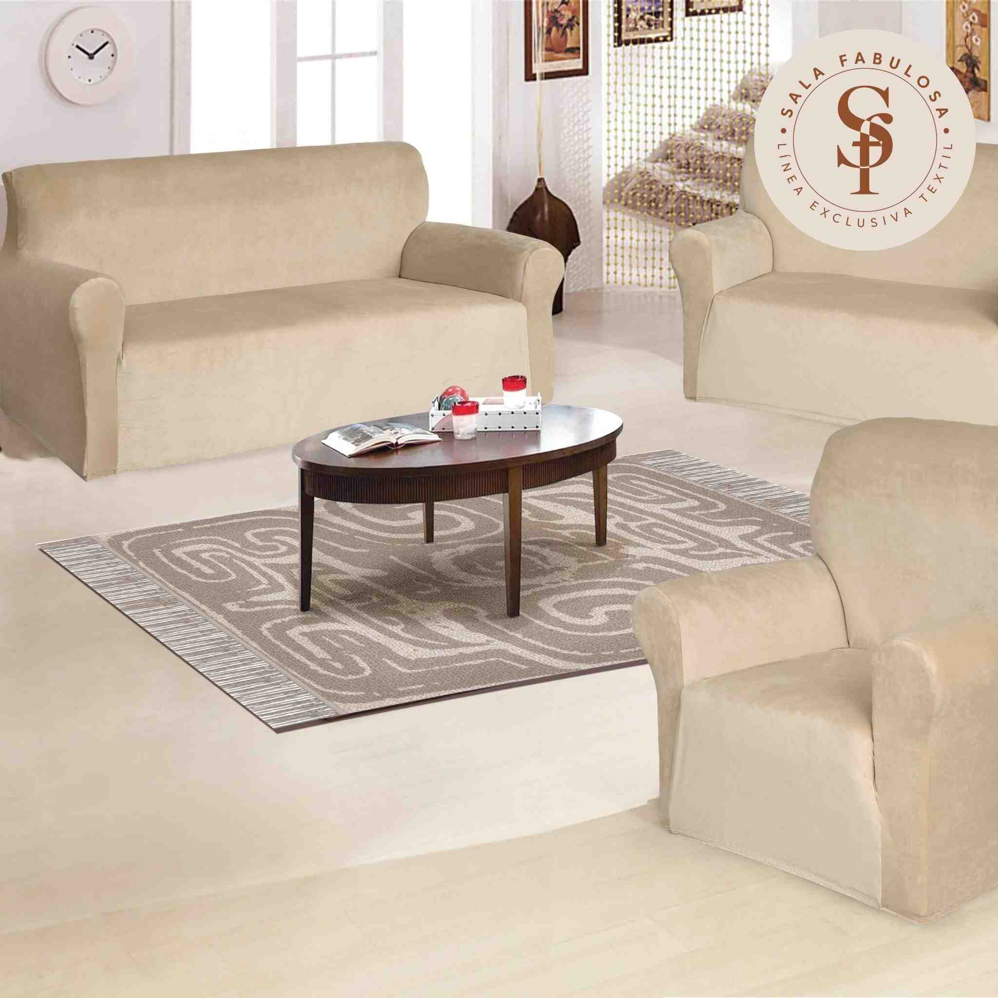 Funda de mueble 3-2-1 en terciopelo liso con 6 fundas de cojines