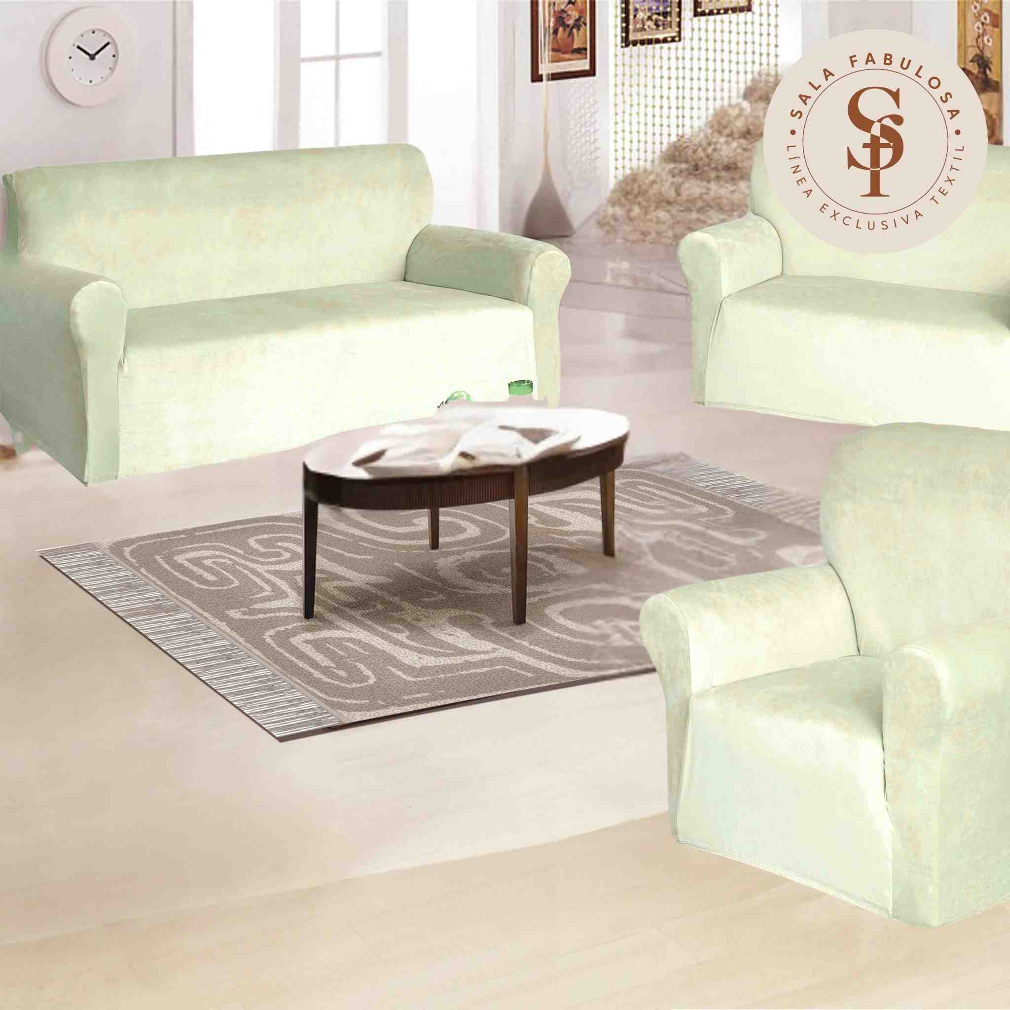 Funda de mueble 3-2-1 en terciopelo liso con 6 fundas de cojines