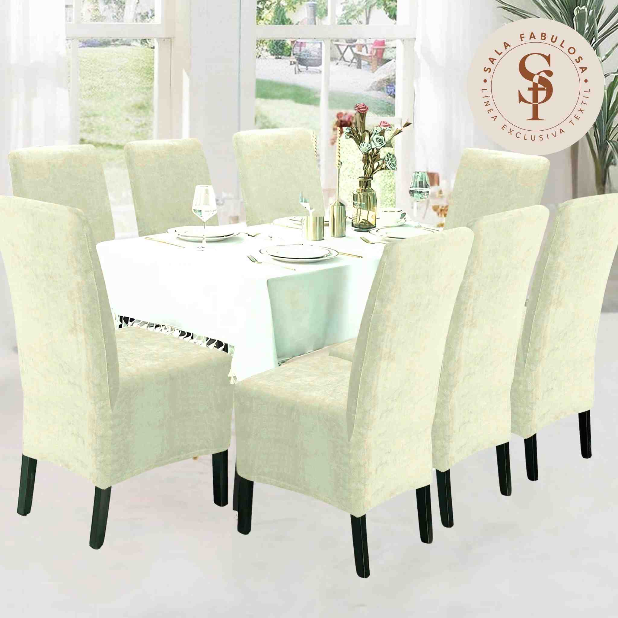 Funda de silla x8pzs en terciopelo liso