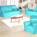 Funda de mueble 3-2-1 en terciopelo liso con 6 fundas de cojines