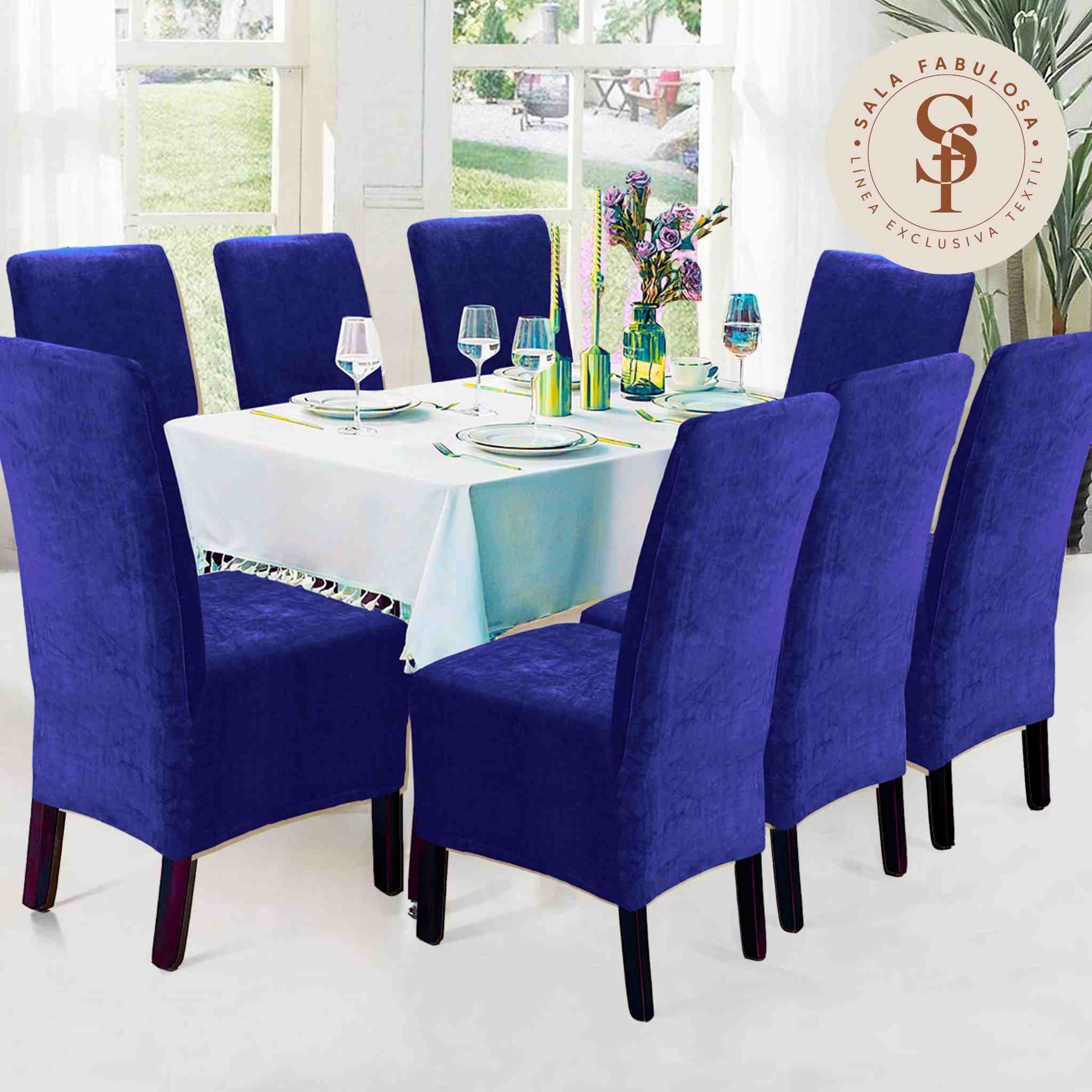 Funda de silla x8pzs en terciopelo liso