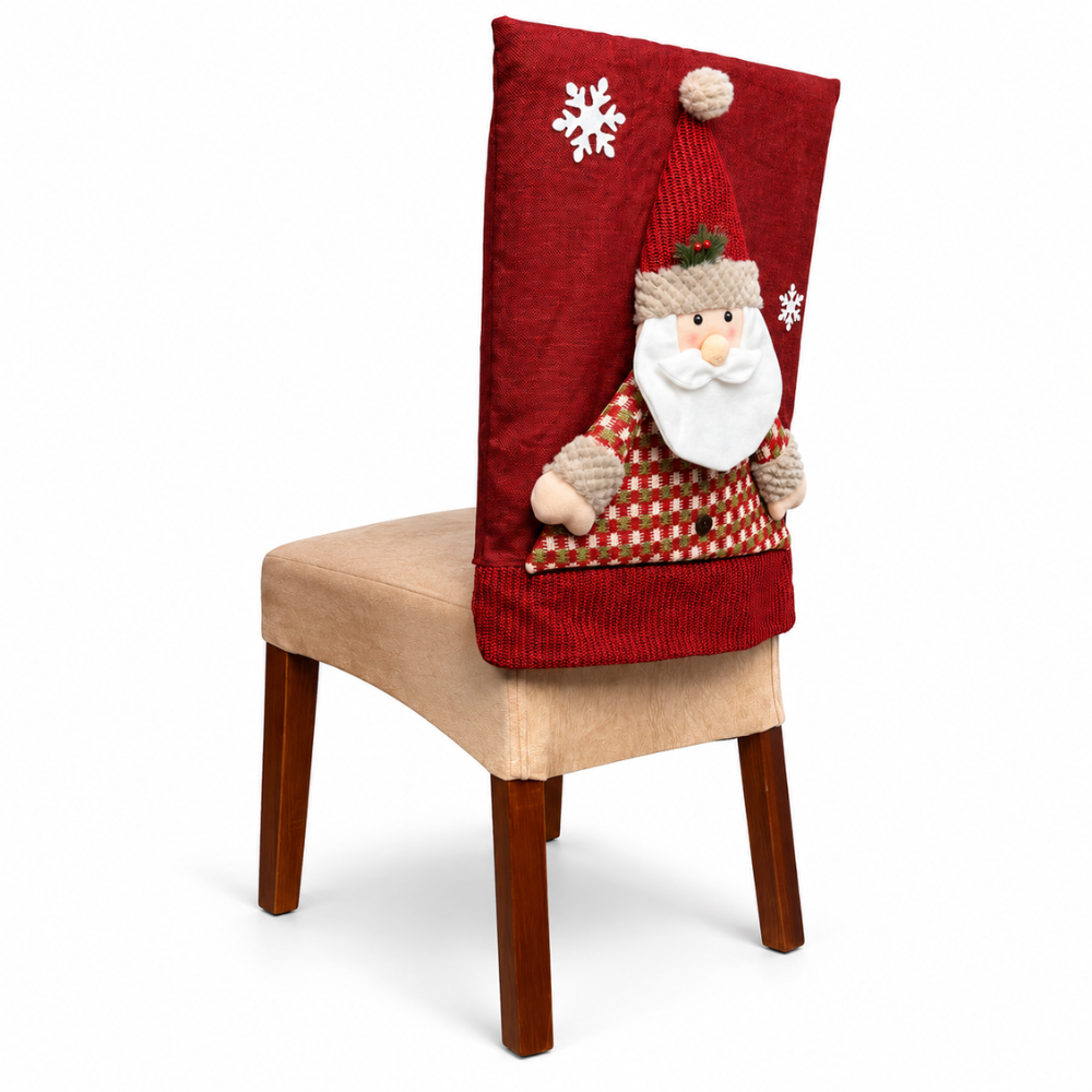 Funda Respaldar de Silla Navideña 3D Rojo