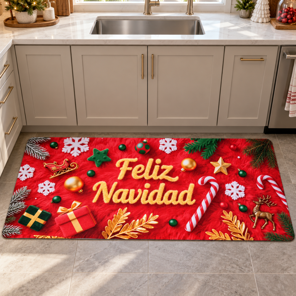 Set de Pisos de Cocina Navideños Antideslizantes 2 Piezas
