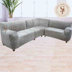 Funda de mueble modular 4 pzs terciopelo liso con 6 fundas de cojines