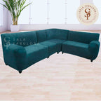 Funda de mueble modular 4 pzs terciopelo liso con 6 fundas de cojines