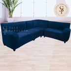 Funda de mueble modular 4 pzs terciopelo liso con 6 fundas de cojines