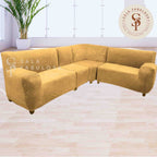 Funda de mueble modular 4 pzs terciopelo liso con 6 fundas de cojines