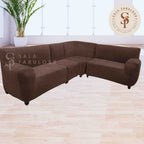 Funda de mueble modular 4 pzs terciopelo liso con 6 fundas de cojines