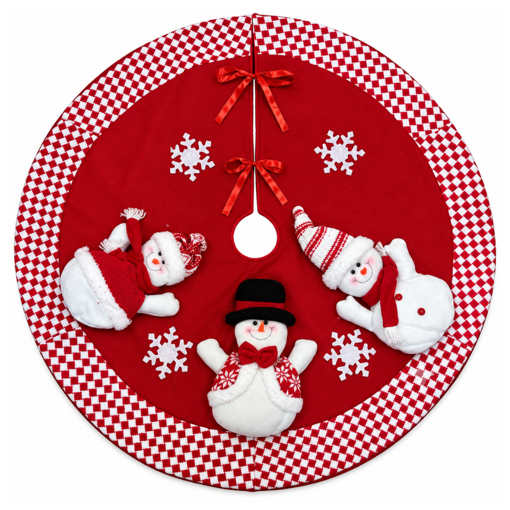 Piso de Árbol Navideño Muñeco de Nieve 3D Rojo