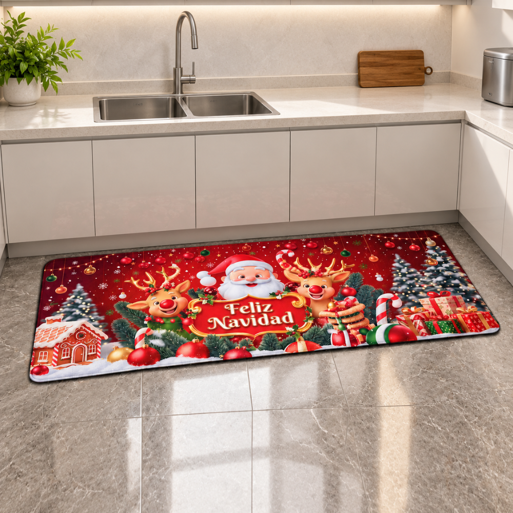 Set de Pisos de Cocina Navideños Antideslizantes 2 Piezas