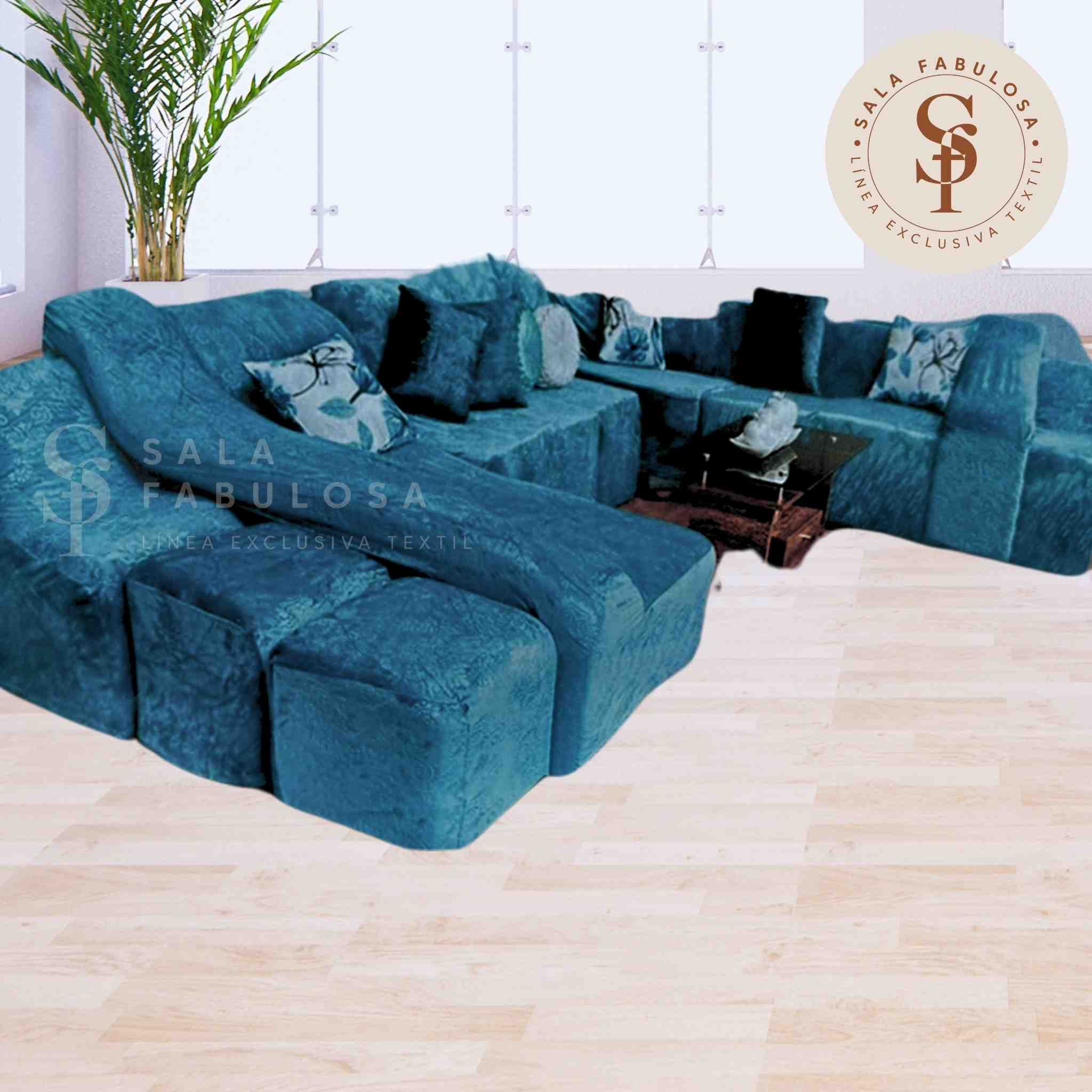 Funda de mueble SOFÁ CAMA 9 piezas terciopelo liso