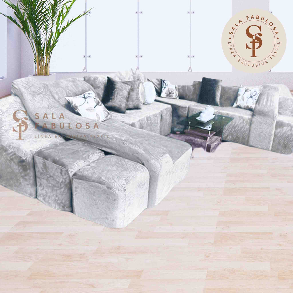 Funda de mueble SOFÁ CAMA 9 piezas terciopelo liso