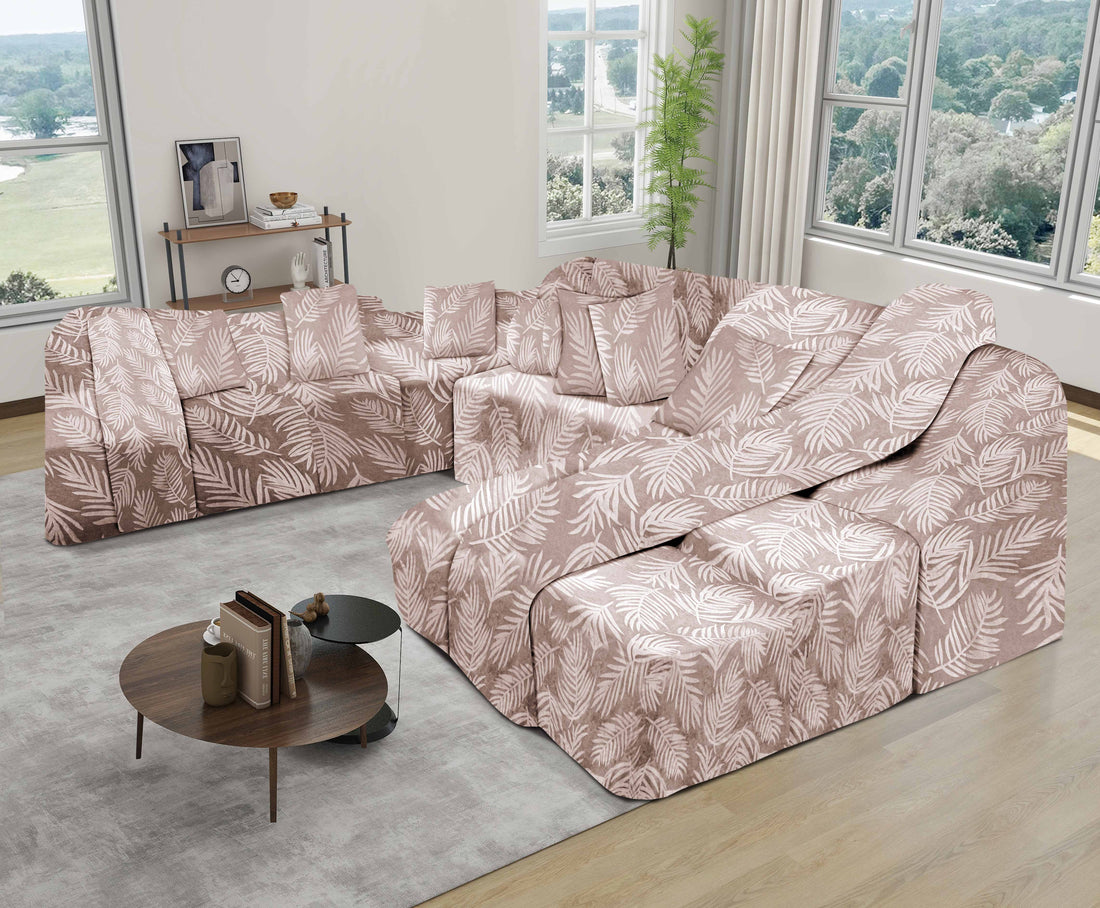 Funda de mueble modular 9 pzs Terciopelo Labrado con 6 fundas de cojines