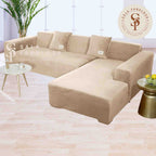 Funda de mueble modular SOFÁ CAMA 2 piezas Terciopelo liso con 2 fundas de cojines