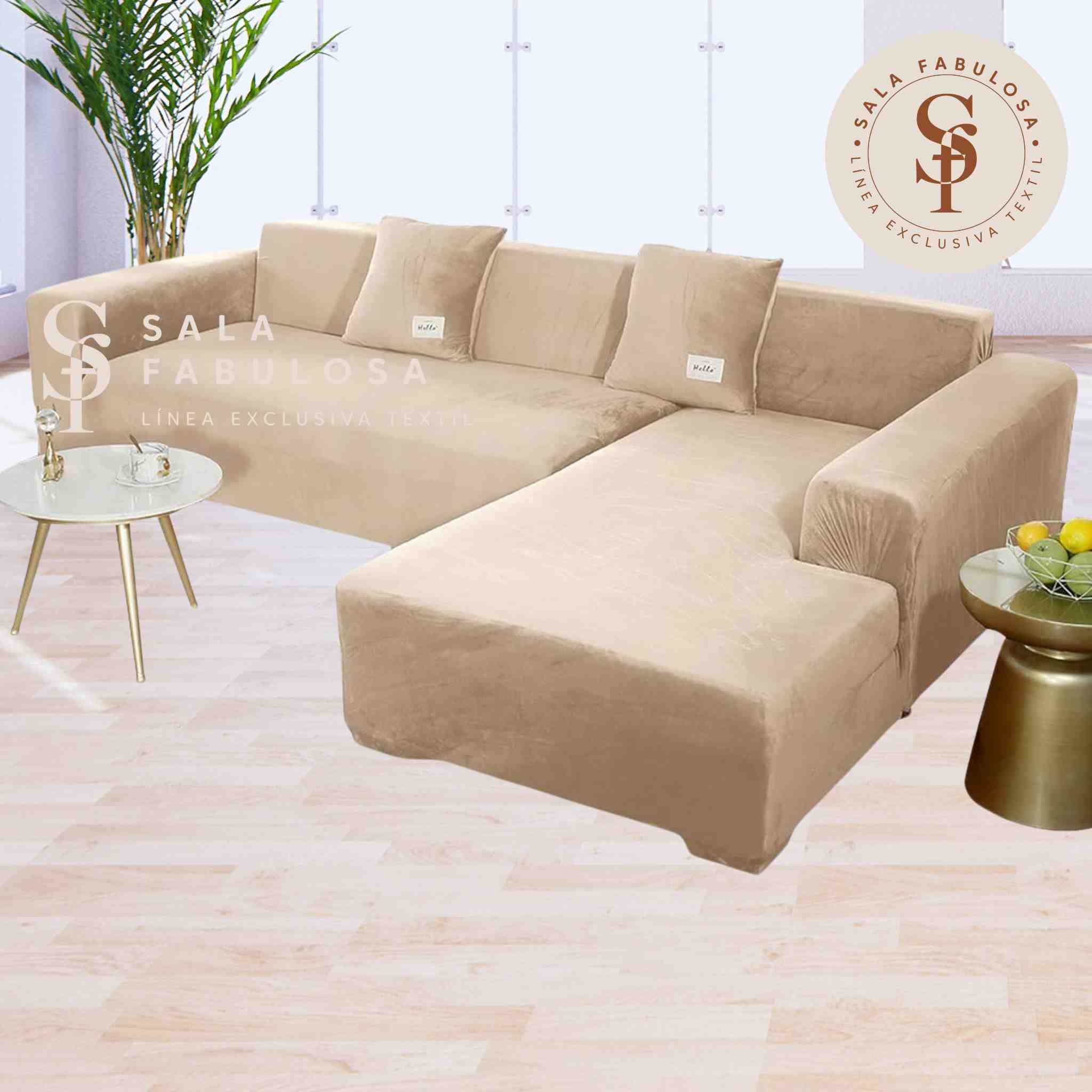 Funda de mueble modular SOFÁ CAMA 2 piezas Terciopelo liso con 2 fundas de cojines