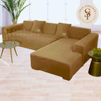 Funda de mueble modular SOFÁ CAMA 2 piezas Terciopelo liso con 2 fundas de cojines