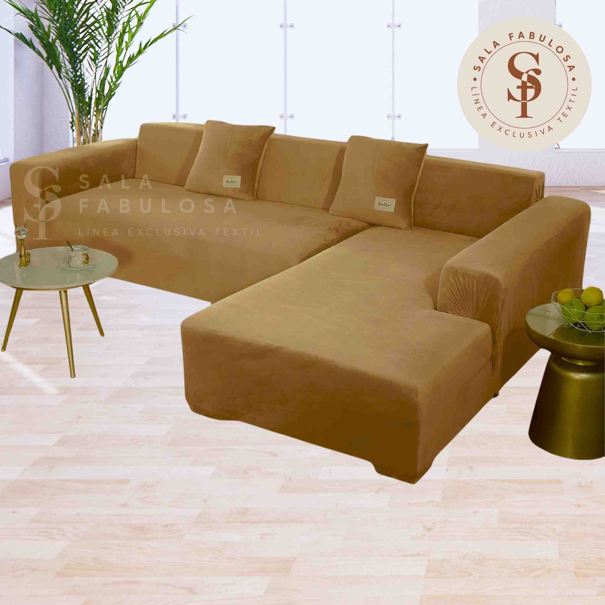 Funda de mueble modular SOFÁ CAMA 2 piezas Terciopelo liso con 2 fundas de cojines