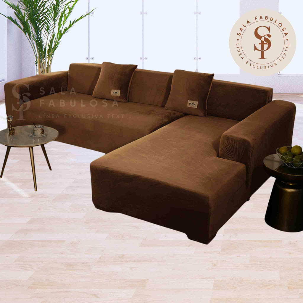 Funda de mueble modular SOFÁ CAMA 2 piezas Terciopelo liso con 2 fundas de cojines