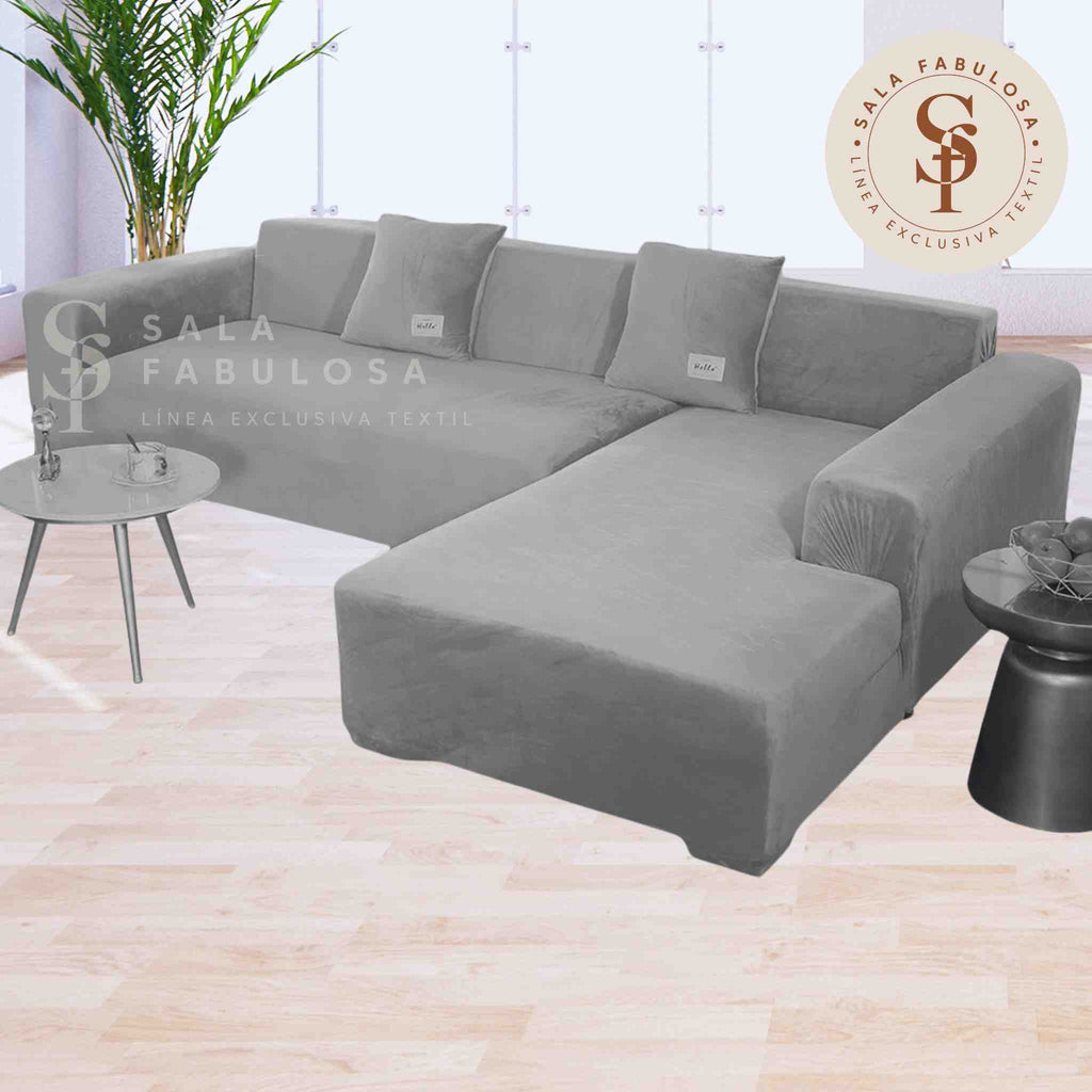 Funda de mueble modular SOFÁ CAMA 2 piezas Terciopelo liso con 2 fundas de cojines