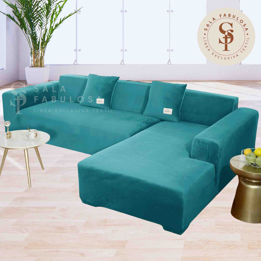 Funda de mueble modular SOFÁ CAMA 2 piezas Terciopelo liso con 2 fundas de cojines