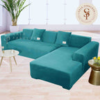 Funda de mueble modular SOFÁ CAMA 2 piezas Terciopelo liso con 2 fundas de cojines