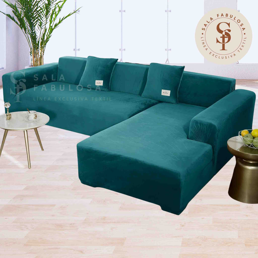 Funda de mueble modular SOFÁ CAMA 2 piezas Terciopelo liso con 2 fundas de cojines