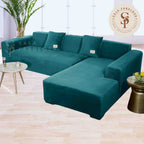 Funda de mueble modular SOFÁ CAMA 2 piezas Terciopelo liso con 2 fundas de cojines